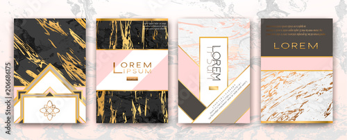 Gold, black, white marble template, artistic covers design, colorful texture,...