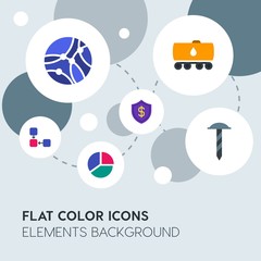 Poster - business, industry, charts flat vector icons and elements background with circle bubbles networks.Multipurpose use on websites, presentations, brochures and more