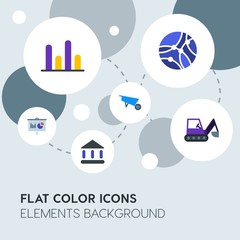 Leinwandbilder - business, industry, charts flat vector icons and elements background with circle bubbles networks.Multipurpose use on websites, presentations, brochures and more