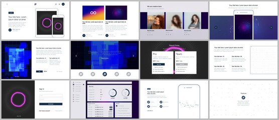 Vector templates for website design, minimal presentations, portfolio with abstract colorful infographics, minimalistic futuristic backgrounds. UI, UX, GUI. Design of header, dashboard and other forms