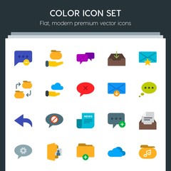 Poster - Modern Simple Set of cloud and networking, chat and messenger, folder, email Vector flat Icons. Contains such Icons as  cloud, file,  file and more on dark background. Fully Editable. Pixel Perfect
