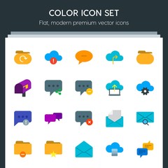 Poster - Modern Simple Set of cloud and networking, chat and messenger, folder, email Vector flat Icons. Contains such Icons as  connection, letter and more on dark background. Fully Editable. Pixel Perfect