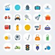 © djvectors - Modern Simple Set of transports, hotel, sports Vector flat Icons. Contains such Icons as  pickup,  bike,  sign, circus,  bicycle and more on white cricle background. Fully Editable. Pixel Perfect.