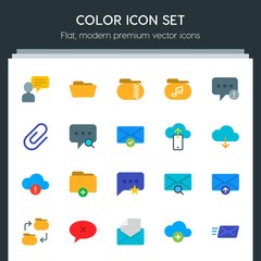 Poster - Modern Simple Set of cloud and networking, chat and messenger, folder, email Vector flat Icons. Contains such Icons as send,  technology, web and more on dark background. Fully Editable. Pixel Perfect