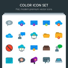Poster - Modern Simple Set of cloud and networking, chat and messenger, folder, email Vector flat Icons. Contains such Icons as  user,  cloud,  white and more on dark background. Fully Editable. Pixel Perfect