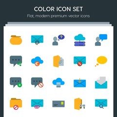 Poster - Modern Simple Set of cloud and networking, chat and messenger, folder, email Vector flat Icons. Contains such Icons as  template,  sms,  mail and more on dark background. Fully Editable. Pixel Perfect