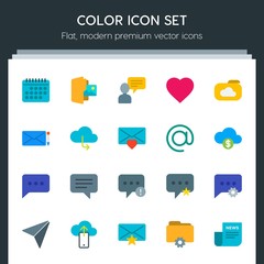 Poster - Modern Simple Set of cloud and networking, chat and messenger, folder, email Vector flat Icons. Contains such Icons as  smartphone,  email and more on dark background. Fully Editable. Pixel Perfect