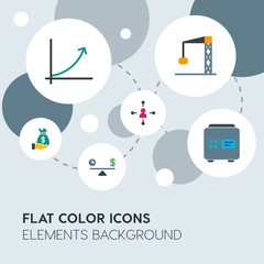 Poster - business, industry, charts flat vector icons and elements background with circle bubbles networks.Multipurpose use on websites, presentations, brochures and more