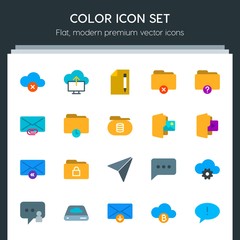 Poster - Modern Simple Set of cloud and networking, chat and messenger, folder, email Vector flat Icons. Contains such Icons as  message,  template and more on dark background. Fully Editable. Pixel Perfect
