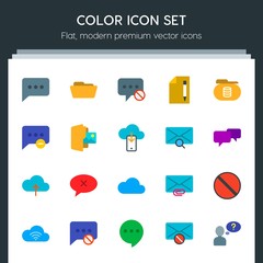 Poster - Modern Simple Set of cloud and networking, chat and messenger, folder, email Vector flat Icons. Contains such Icons as  cloud,  letter, paper and more on dark background. Fully Editable. Pixel Perfect