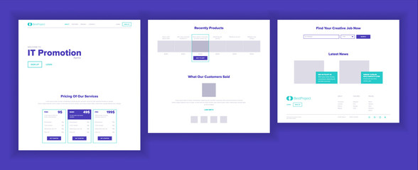Wall Mural - Website Template Vector. Page Business Technology. Landing Web Page. Creative Modern Layout. Finance Service. Engineering Growth. Payment Plan. Illustration