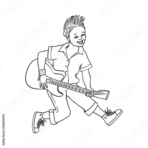 Young Man Playing Electric Guitar Rock Music Alternative