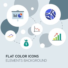 Leinwandbilder - business, industry, charts flat vector icons and elements background with circle bubbles networks.Multipurpose use on websites, presentations, brochures and more