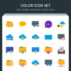 Poster - Modern Simple Set of cloud and networking, chat and messenger, folder, email Vector flat Icons. Contains such Icons as  alert,  mobile,  file and more on dark background. Fully Editable. Pixel Perfect