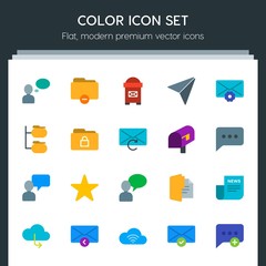 Poster - Modern Simple Set of cloud and networking, chat and messenger, folder, email Vector flat Icons. Contains such Icons as  sign,  think,  add and more on dark background. Fully Editable. Pixel Perfect