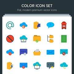 Poster - Modern Simple Set of cloud and networking, chat and messenger, folder, email Vector flat Icons. Contains such Icons as  post, mail, web,  web and more on dark background. Fully Editable. Pixel Perfect