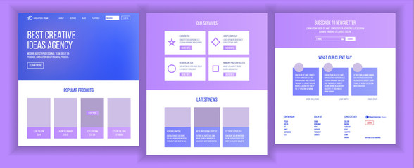 Wall Mural - website design template vector. business landing. web page. it technology. optimization progress. ad