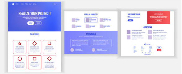 Wall Mural - website design template vector. business interface. landing web page. professional team. monitoring 