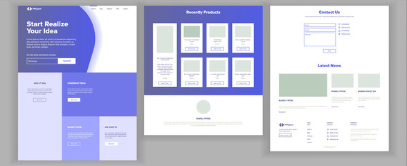 Wall Mural - website page vector. business agency. web page. design front end site scheme. landing template. prot