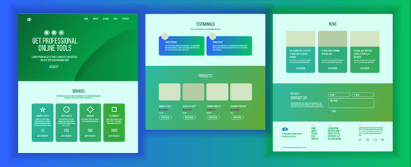 Wall Mural - website design template vector. business technology. landing web page. modern online servises. promo