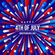 4th of July, Independence day - greeting design with USA patriotic colors firework burst rays.