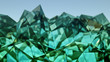 Polygonal green glass shape 3D rendering with DOF