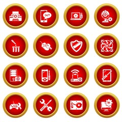 Poster - Computer repair service icons set. Simple illustration of 16 computer repair service vector icons for web