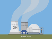 Vector Ilustration Of Nuclear Power Plant.