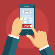 © makyzz - On line order cinema movie tickets concept. Smart phone application for web reservation, book movie tickets. Flat vector illustration.