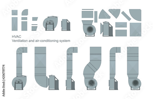 Cuadros en Lienzo Vector set of ventilation elements.