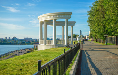 Rotunda on a pedestrian street on a hot day in Izhevsk, Russia