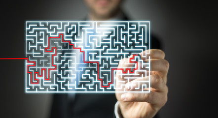 Poster - Businessman searching solution of a complicated maze