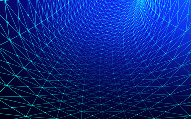 Poster - curve lines. architecture facade design on blue background, 3d illustration.