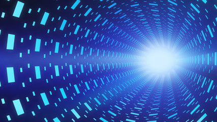 Aufkleber - Blue abstract speed motion in highway tunnel for technology background ,fast moving toward the light, illustration