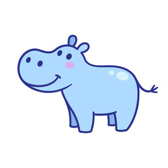 Wall Mural - cute cartoon hippo