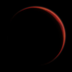Wall Mural - sunrise over planet mars, the red planet with visible atmosphere isolated on black background