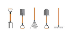 Vector Illustration. Set Of Tools For Gardening. Flat Design.