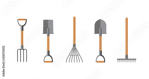 Fotomural Vector illustration. Set of tools for gardening. Flat design.