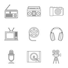 Canvas Print - Electronic equipment icons set. Outline illustration of 9 electronic equipment vector icons for web