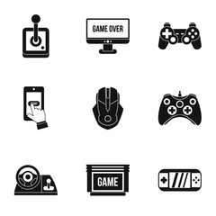 Poster - Computer games icons set. Simple illustration of 9 computer games vector icons for web