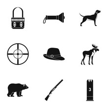 Bird Hunting Icons Set. Simple Illustration Of 9 Bird Hunting Vector Icons For Web