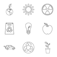 Poster - Purity of nature icons set. Outline illustration of 9 purity of nature vector icons for web
