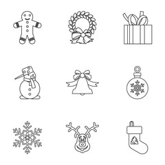 Wall Mural - Holiday icons set. Outline illustration of 9 holiday vector icons for web