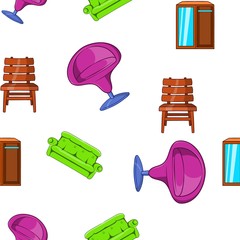 Wall Mural - Furniture pattern. Cartoon illustration of furniture vector pattern for web
