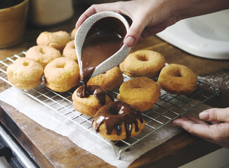 Homemade chocolate doughnuts food photography recipe idea