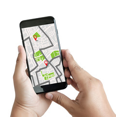 Poster - GPS Map to Route Destination network connection Location Street Map with GPS Icons  Navigation