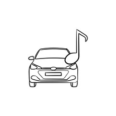 Sticker - Car acoustic hand drawn outline doodle icon. Car audio system playing music concept illustration for print, web, mobile and infographics isolated on white background.