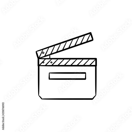Movie clapboard hand drawn outline doodle icon. Direction and producing