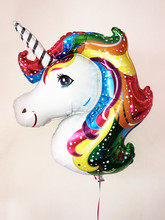 Balloon In The Form Of A Fairy Unicorn With A Colorful Glittering Mane