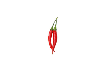 Top view two red chili pepper isolated on white background 